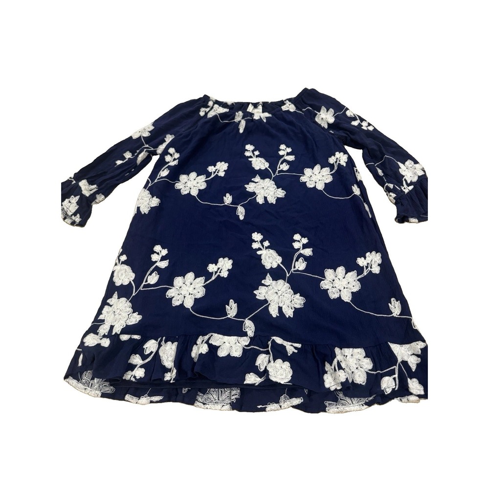 Simply Irresistible S Navy White Floral Embroidered Tunic Dress Ruffle Hem